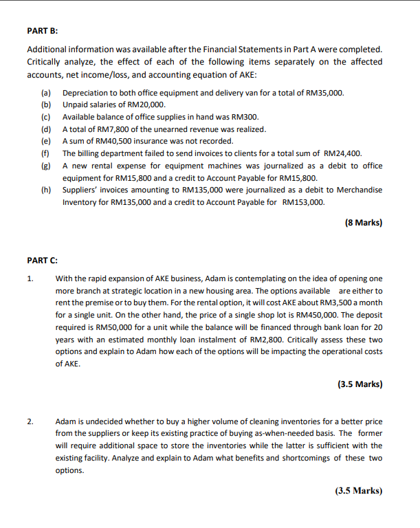 PART B: Additional information was available after the Financial Statements in Part