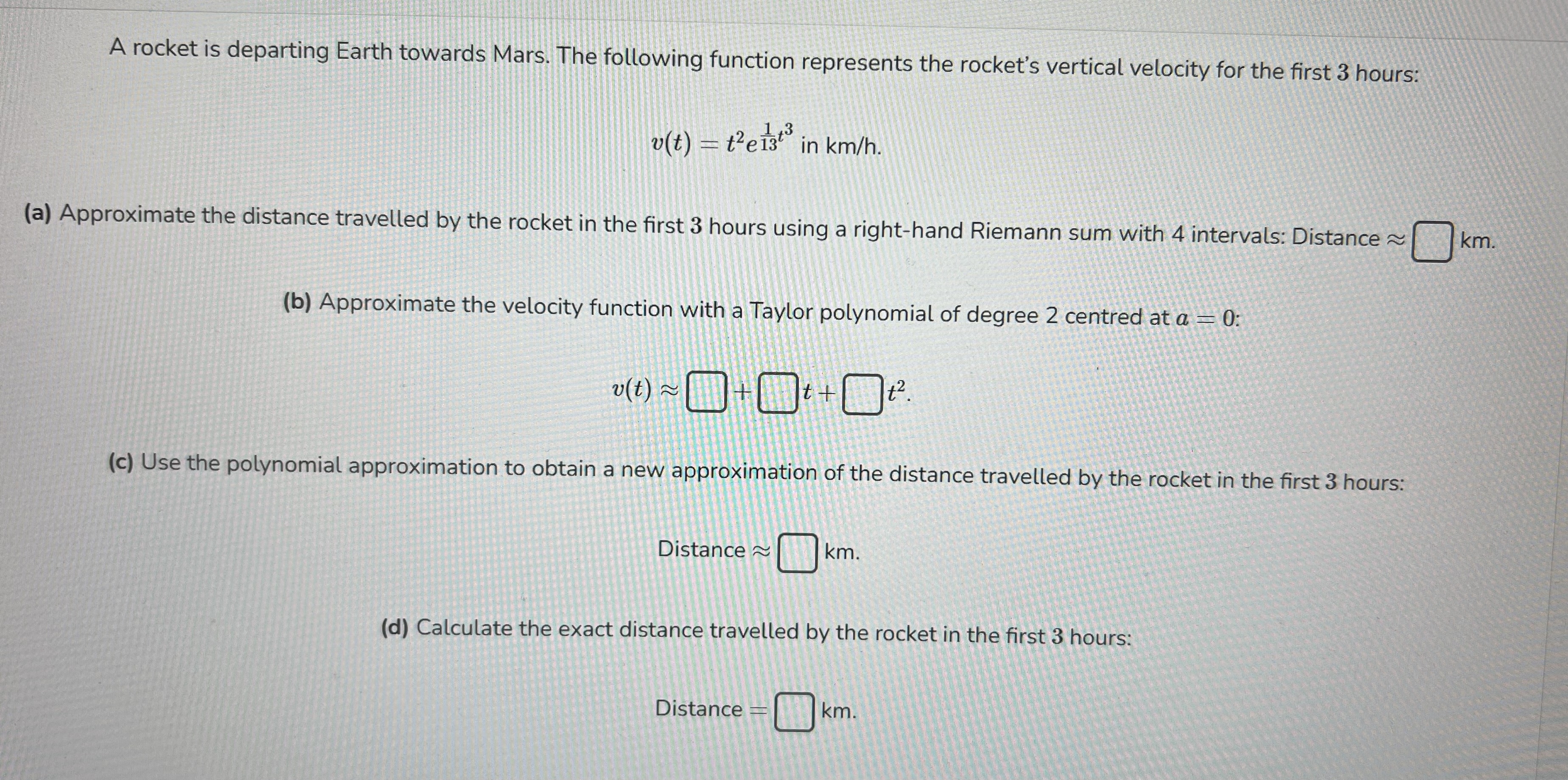 A rocket is departing Earth towards Mars. The following function represents the