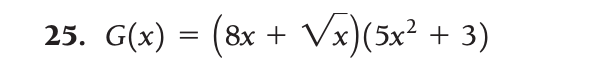 + 3x 1) 25. G(x) = = (8x + Vx)(5x + 3)