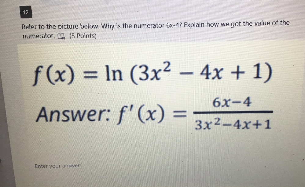 picture below. Explain how we got -2e^2x. (5 Points) f(x) = cos(e2x)
