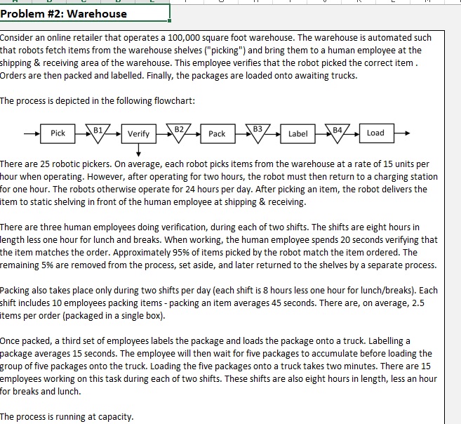 Problem #2: Warehouse Consider an online retailer that operates a 100,000 square