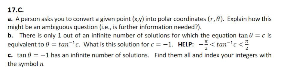17.C. a. A person asks you to convert a given point (x,y)