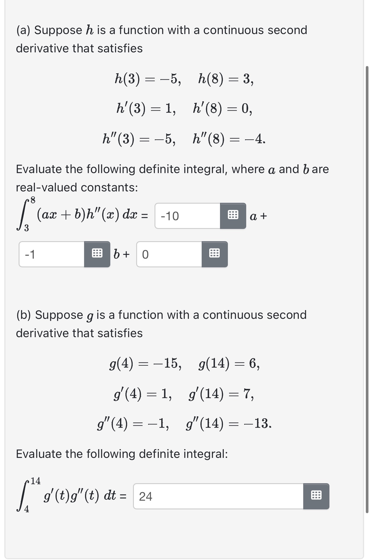 (a) Suppose h is a function with a continuous second derivative that