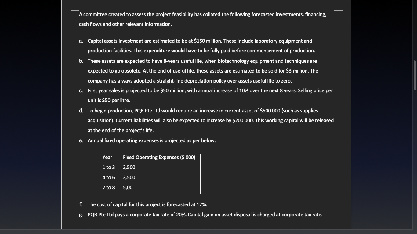 the following points should be discussed. . . Analyse the Investment proposals