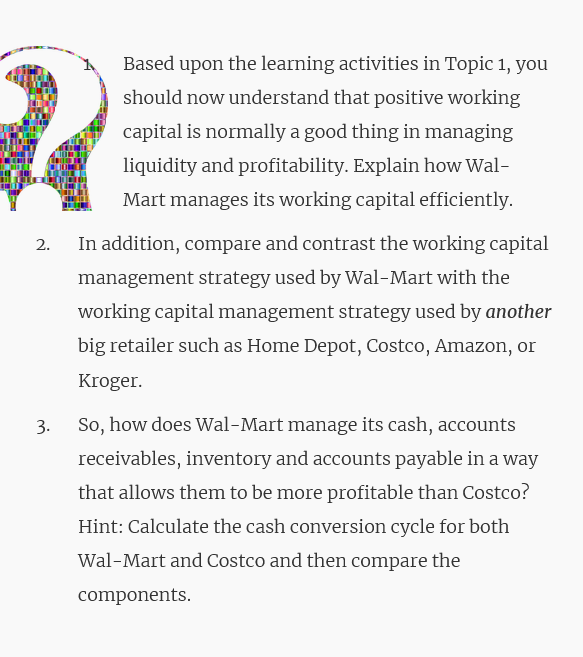  Based upon the learning activities in Topic 1, you should now