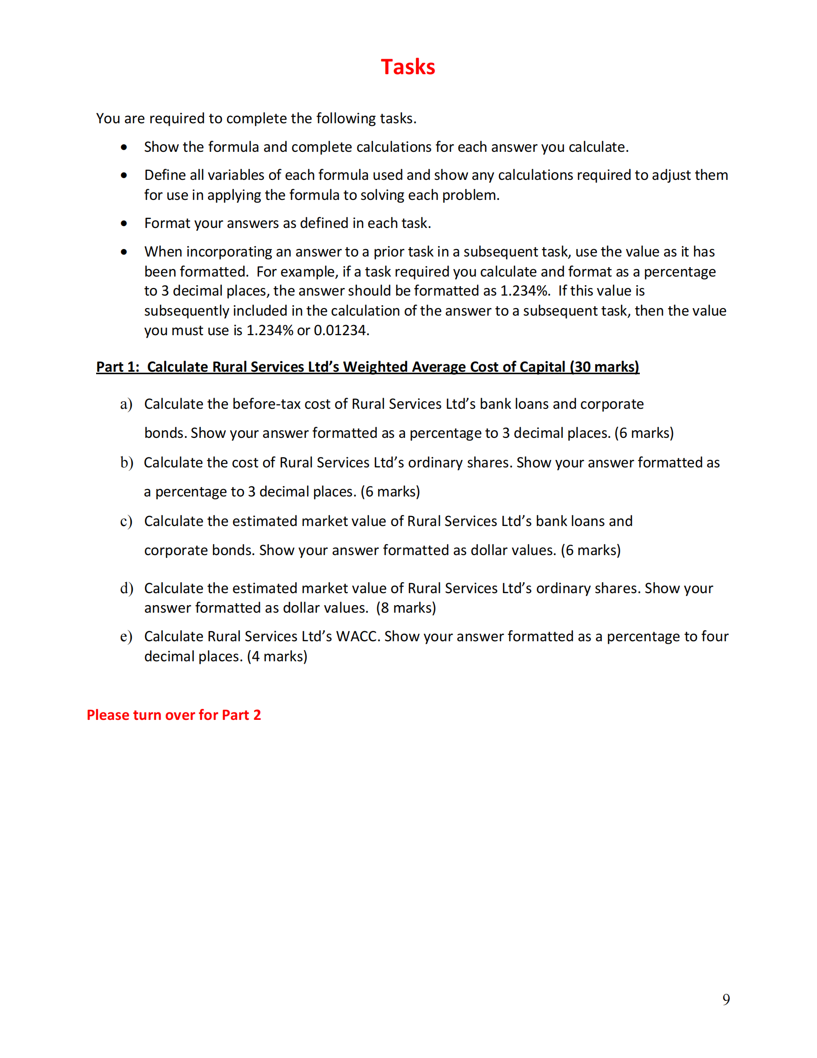  Tasks You are required to complete the following tasks. e Show