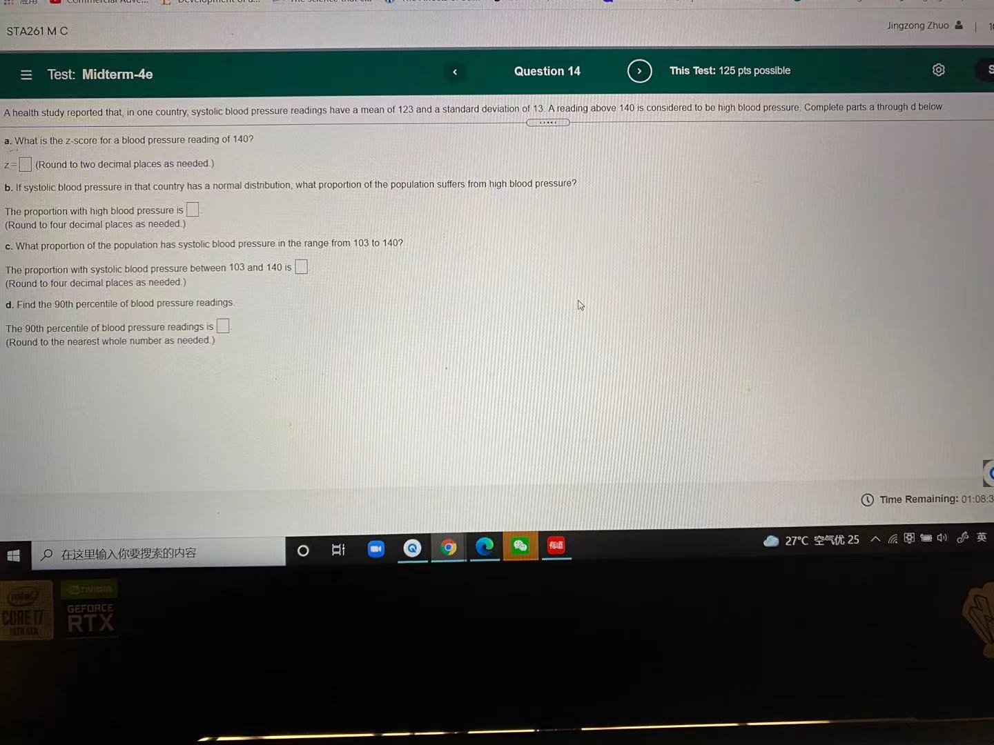 STA261 M C Jingzong Zhuo & E Test: Midterm-4e Question 14