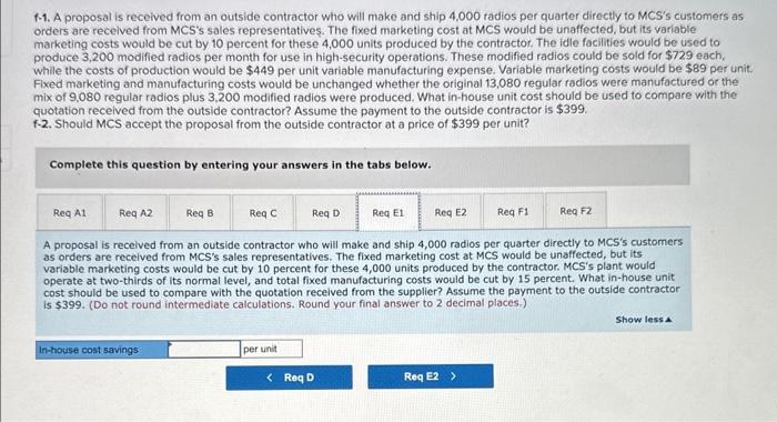 unit unless otherwise stated. Ignore income taxes and other costs that are