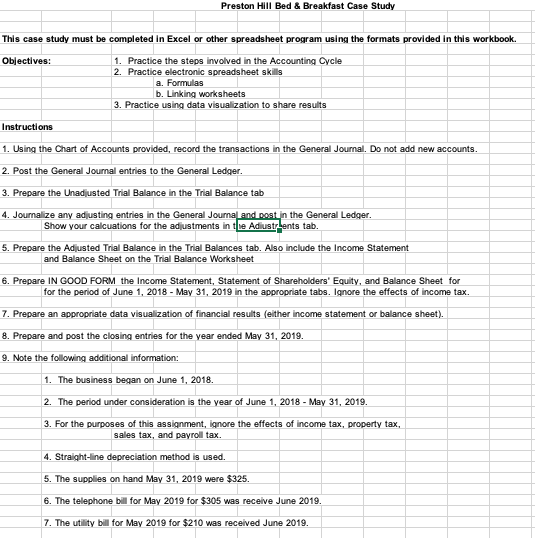  Preston Hill Bed & Breakfast Case Study This case study must
