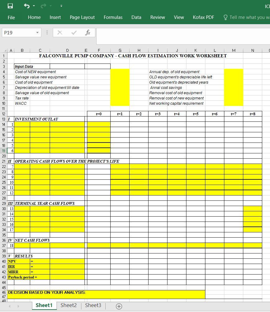 1. Based on the capital budgeting schedule, evaluate the replacement project by