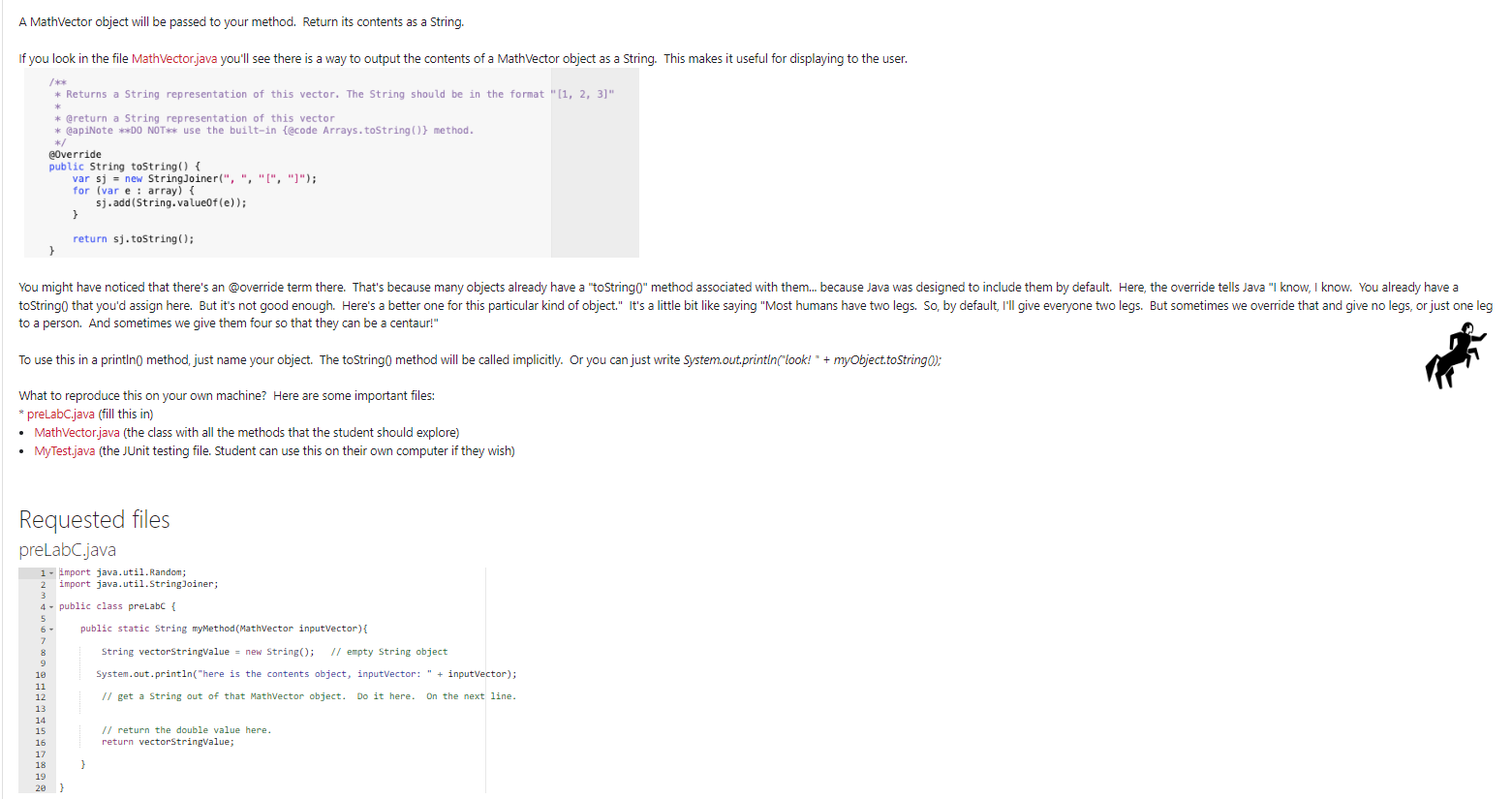  Please use JAVA to answer this! A MathVector object will be