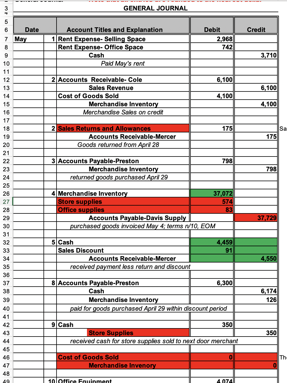 Please draft the closing journal entries on the Worksheet tab, and