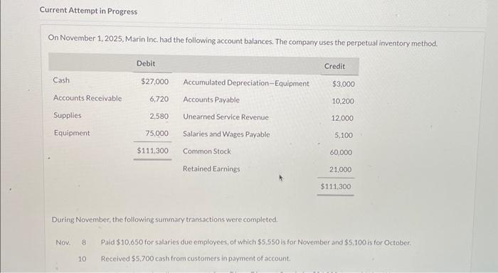  pls help me Current Attempt in Progress On November 1, 2025,