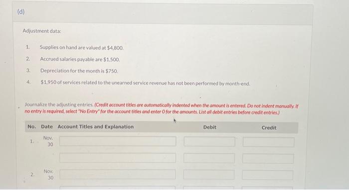 inventory method. During November, the following summary transactions were completed. Nov. 8