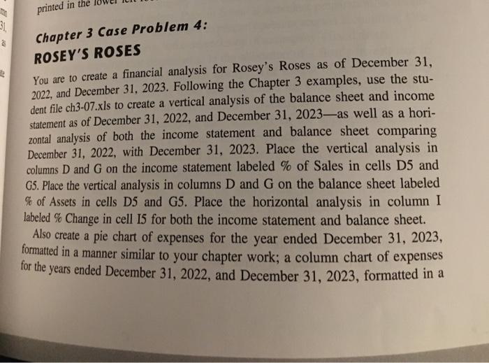  printed in the 31 2 Chapter 3 Case Problem 4: ROSEY'S