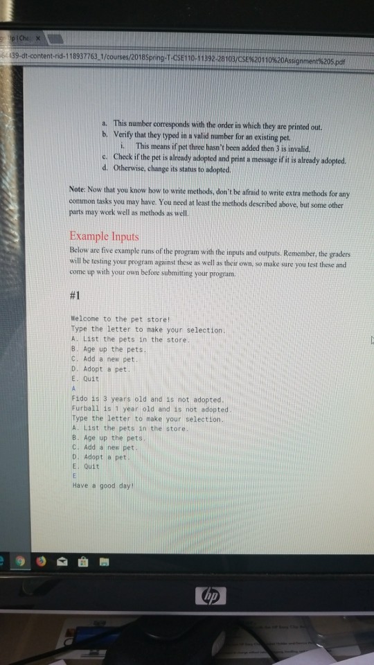 5 Overview In this asigment you will wite a progrnm that wl