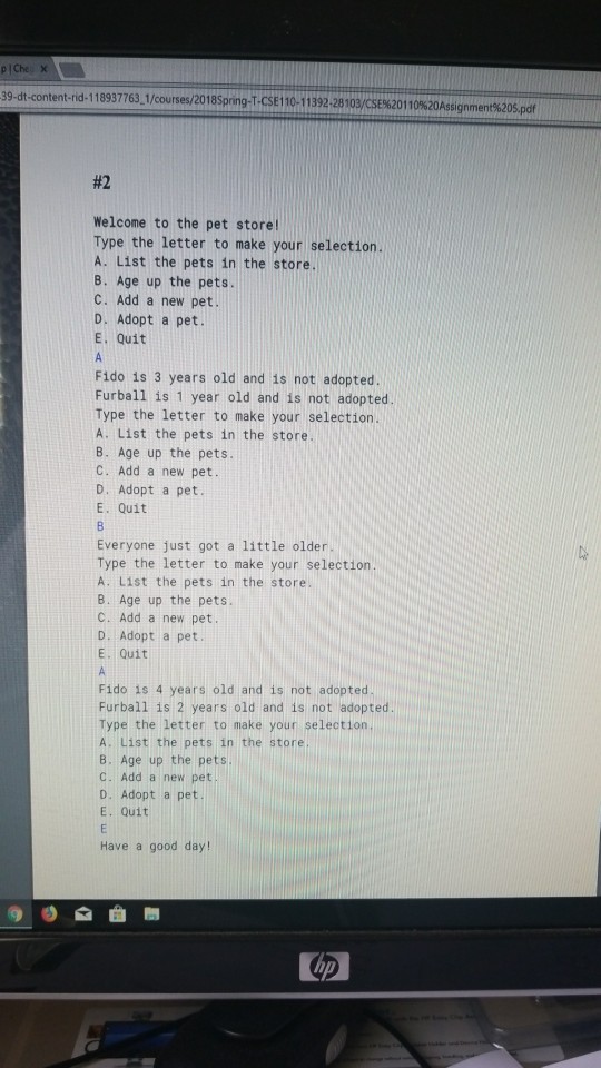 modela pet sore The program ill ave a Pet class to model