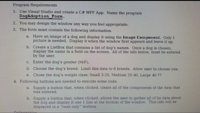 Need help in WPF project. Project required in visual studio Program