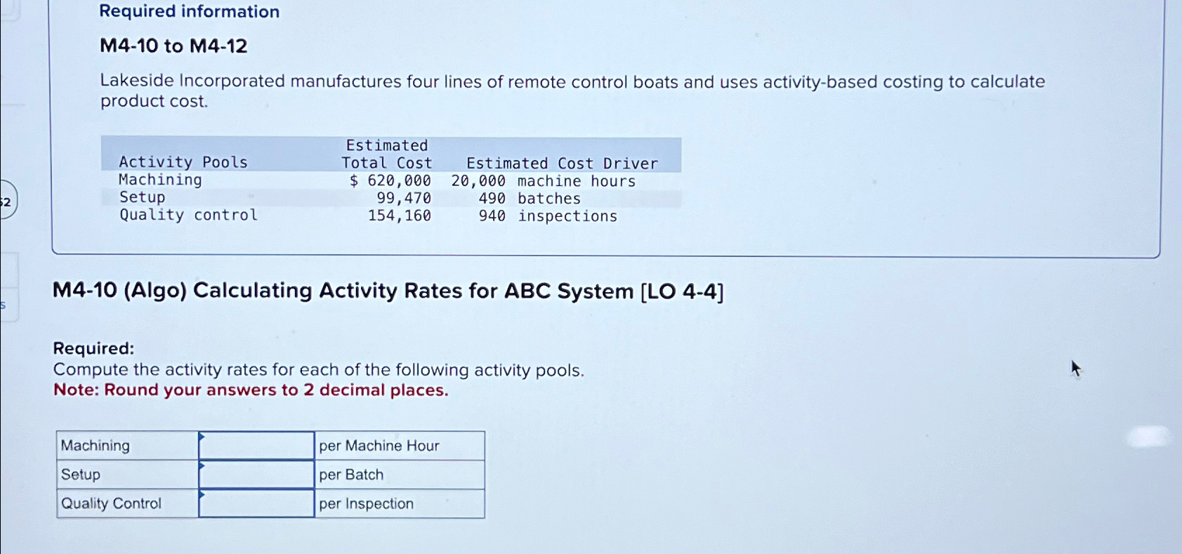  Required information M4-10 to M4-12 Lakeside Incorporated manufactures four lines of