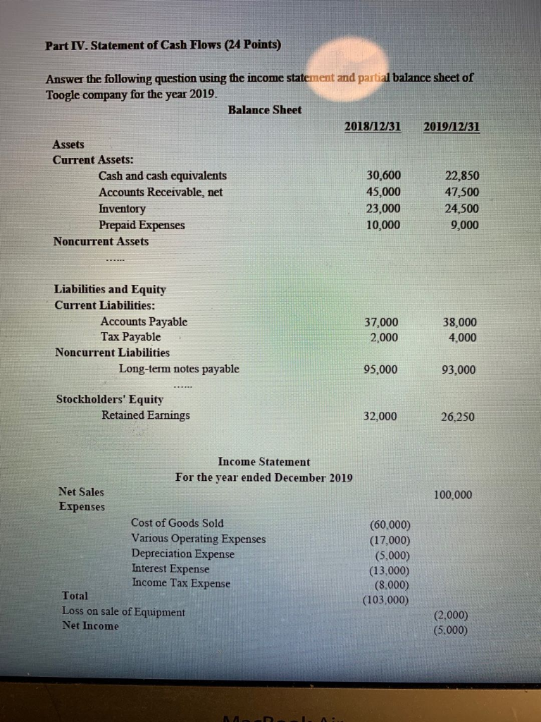 Answer the following question using the income statement and partial balance sheet