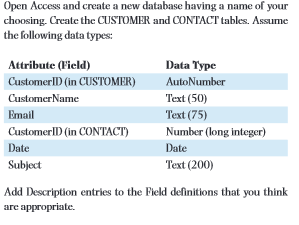  Open Access and create a new database having a name of