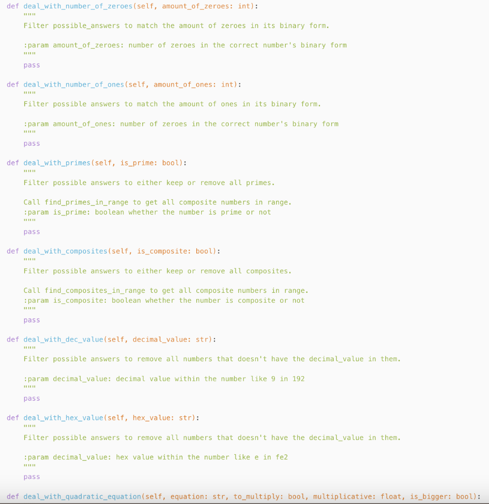 with the server. def __init__(self, biggest number: int): Constructor. save biggest number
