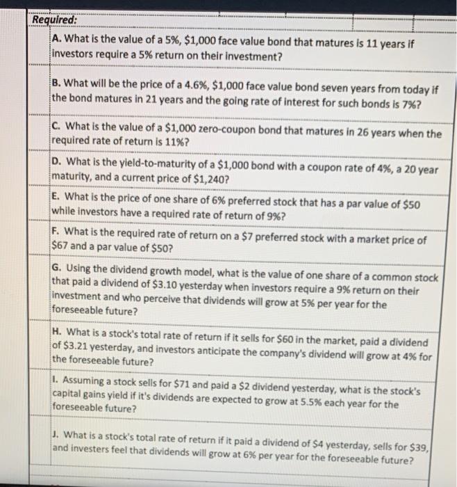 opened ended assignment ch 9 Required: A. What is the value of