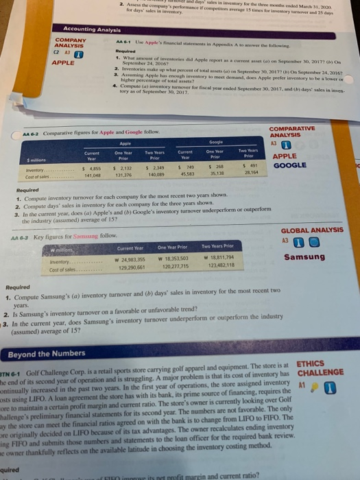 Use Apples financial statements in Appendix A to answer the following? 2.