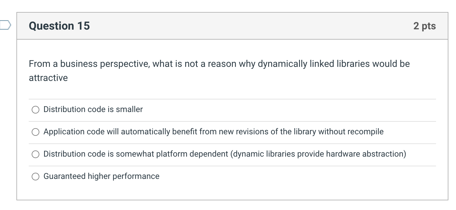 slower than if it used static libraries The performance of the code