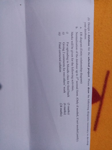  b) Design a database for the selected project. Please draw the