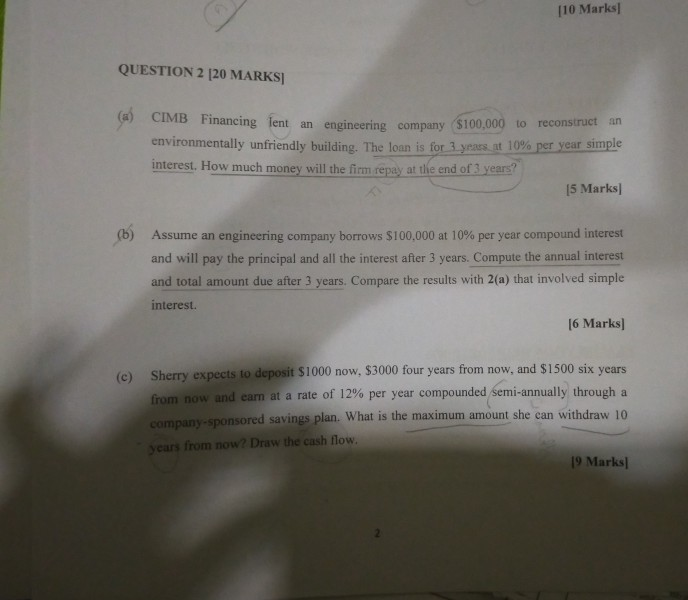 pls one by one step method to calculate [10 Marks QUESTION