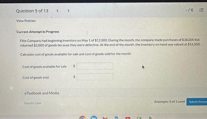 help please and explain Flite Company had beginning inventory on May 1