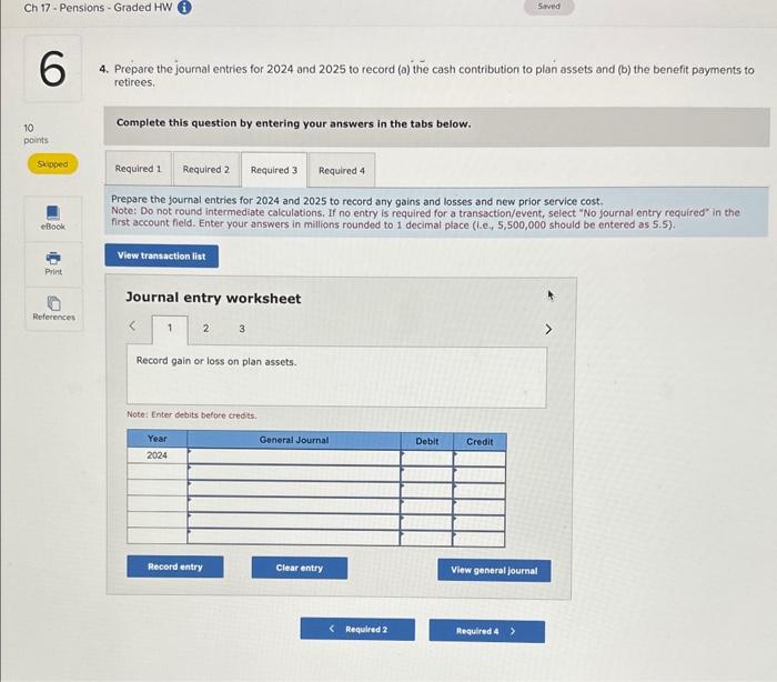 Provided by Pension Plan Actuary: a. Projected benefit obligotion as of December