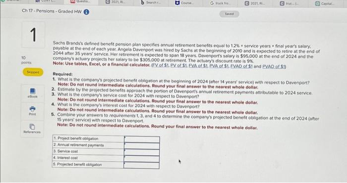 (straight-line amortization for 10 -year average remaining service period). c. Service cost