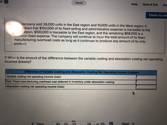 is sold for $70 per unit in two geographic regions-the East and