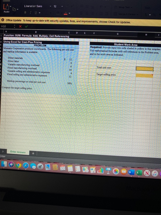  can someone please help using excel Liberation Sans 12 Peste BU