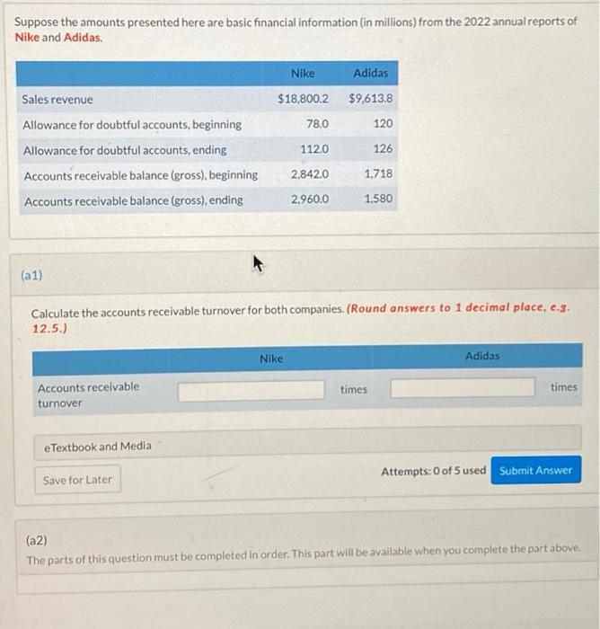  Suppose the amounts presented here are basic financial information (in millions)
