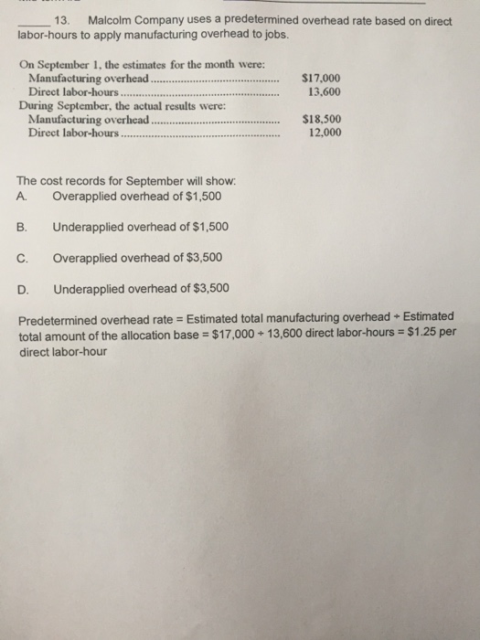 This is all the information given in the question Malcolm Company uses