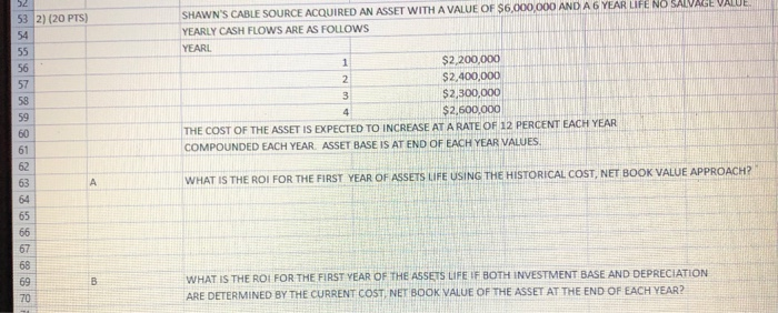  53 2) (20 PTS) SHAWN'S CABLE SOURCE ACQUIRED AN ASSET WITH