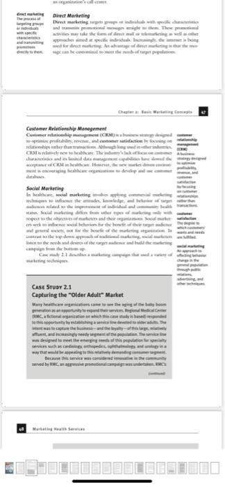 From the case study 2.1 : capturing the "older adult " market