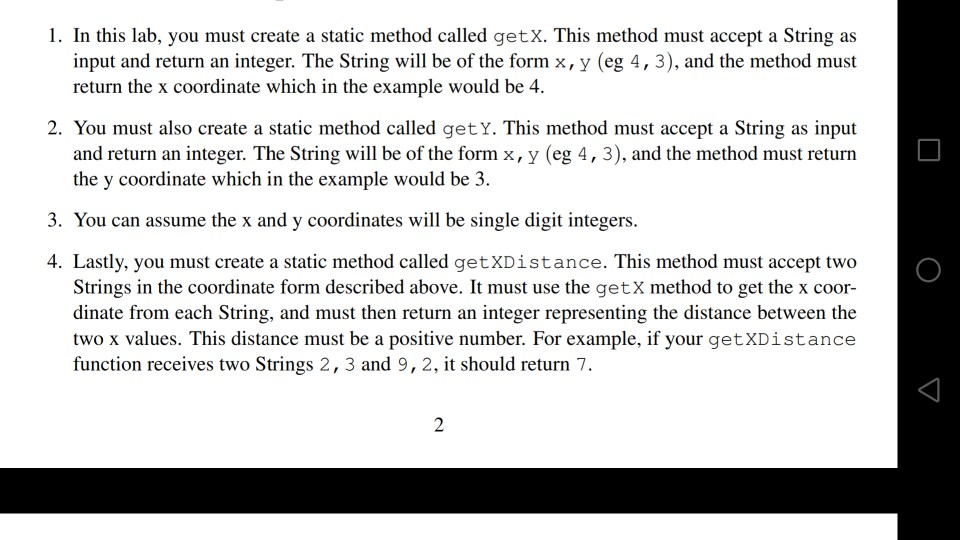 Using Java 1. In this lab, you must create a static method