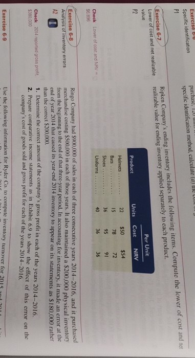  Exercis 8-0 Specific identification P1 purchase, 12 specific identification method, calculate