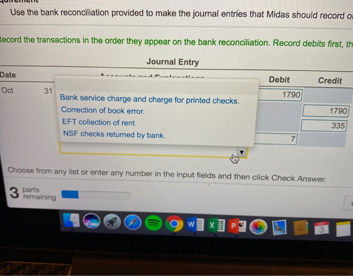 the monthly bank statement at October 31 from Citizen National Bank, and