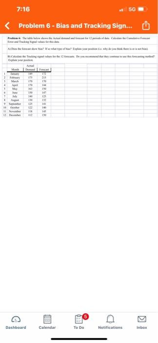  please show work 7:16 5G Problem 6 - Bias and Tracking