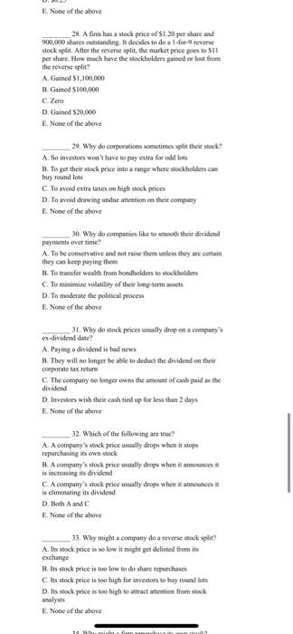 can someone please answer these for me updated E. None of the