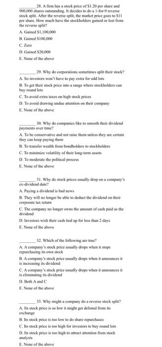 and 900,000 shares outstanding. It decides to do a 1-for-9 reverse stock