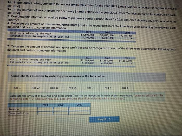 year 2022 and 2023 in "Req 2B and Req 2C" Problem 6-11
