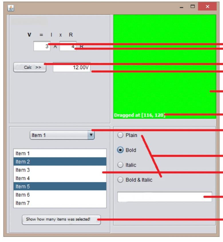 Text Field - Current value (Amperes). 2. Text Field - Resistance value