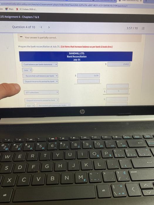 had a cash balance of $12.690 in its general ledger. The bank