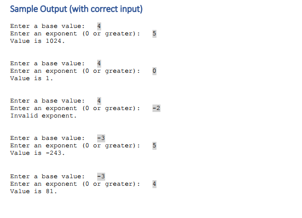 a recursive method named power and a main method to execute it.